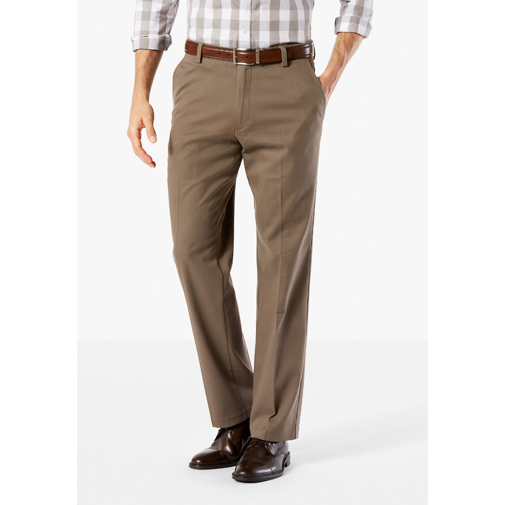 Dockers Men Stretch Easy Khaki Straight Fit Pants Dark Pebble Size 33X32